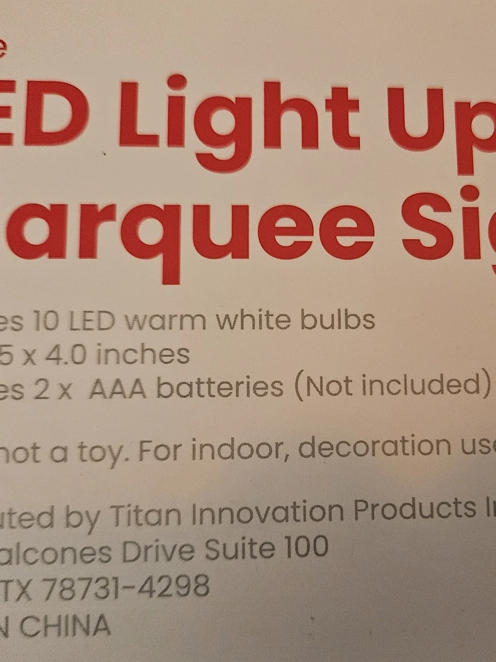 LOVE Light Up LED Marquee Sign Decoration Valentine's Sealed New In Box RARE NIB